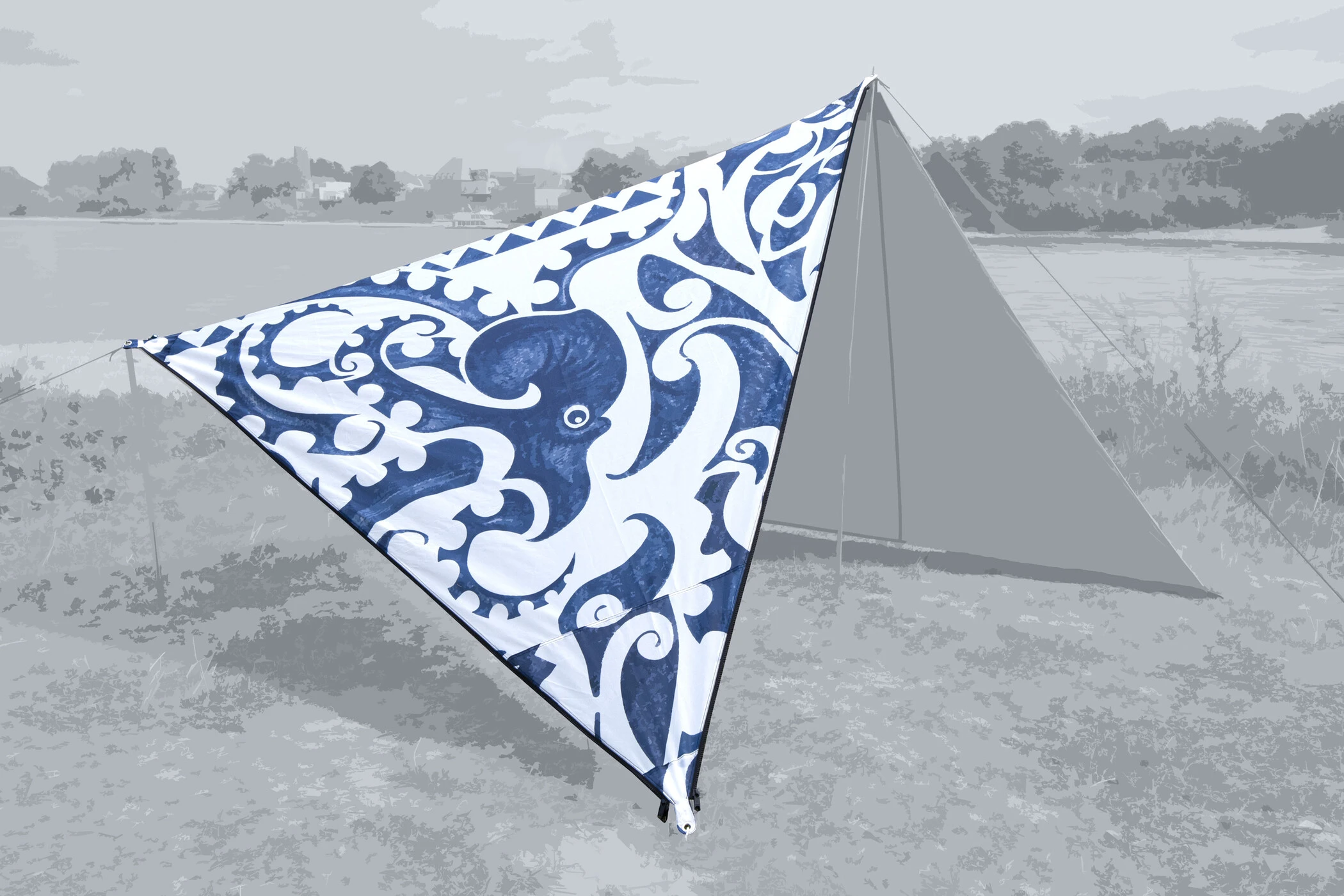 Bent Canvas Allover Set Nieuw-Zeeland, Blauw/wit 4 Bent Canvas Allover Set Nieuw-Zeeland, Blauw/wit - Afbeelding 2