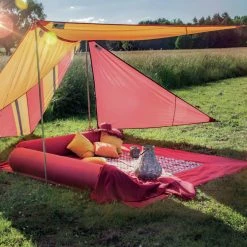 Bent Canvas Allover Set Oosters, Rood/wit -Campz-winkel bent canvas allover set oriental striep cherry zipper black 3