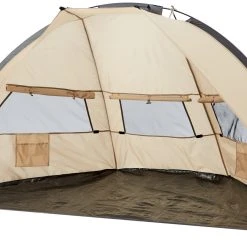 CAMPZ FG UV 50+ Sun Shelter Trapezium, Beige/grijs -Campz-winkel campz fg uv 50 sun shelter trapezium sesame dark dull grey 2