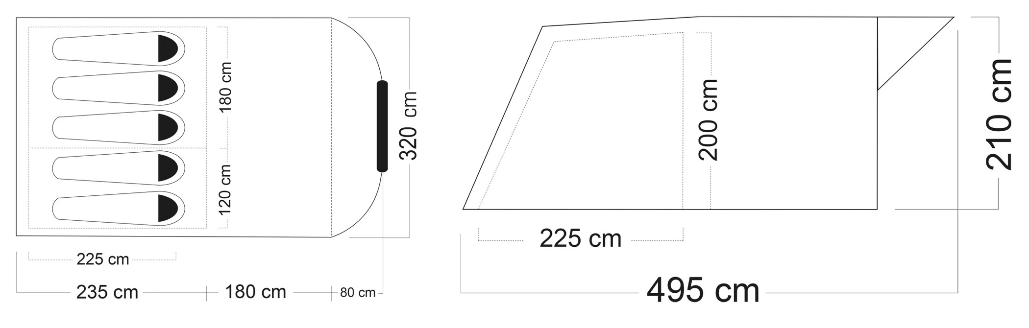 CAMPZ Flevoland 5P PES Tent, Blauw/grijs 16 CAMPZ Flevoland 5P PES Tent, Blauw/grijs - Afbeelding 14
