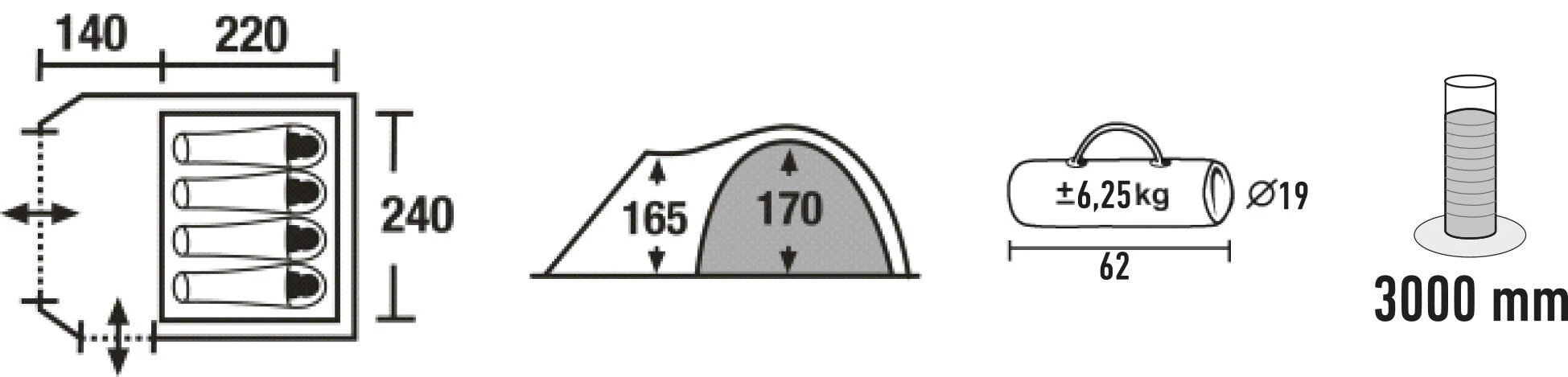 CAMPZ Lakeland 4P Tent, Beige 12 CAMPZ Lakeland 4P Tent, Beige - Afbeelding 10