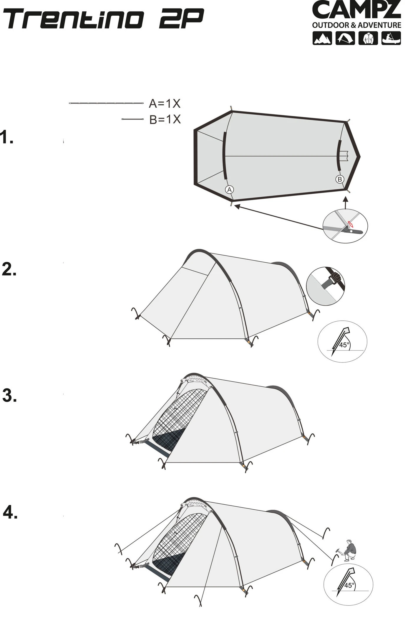 CAMPZ Trentino 2P Tent, Beige 13 CAMPZ Trentino 2P Tent, Beige - Afbeelding 11