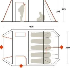 Ferrino Chanty 5 Deluxe Tent, Wit/grijs -Campz-winkel ferrino chanty 5 deluxe tent white 4