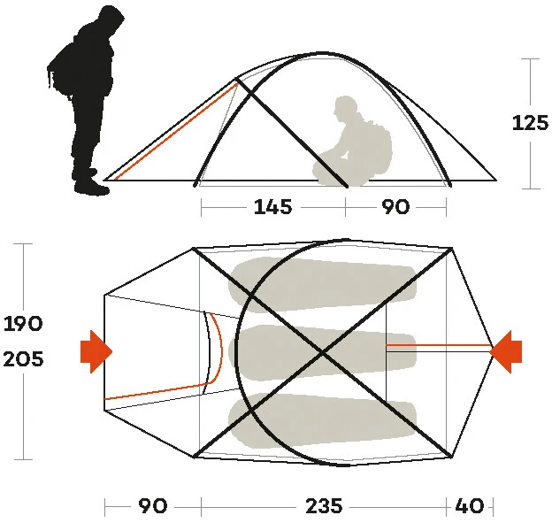 Ferrino Pilier 3 Tent, Oranje 5 Ferrino Pilier 3 Tent, Oranje - Afbeelding 3