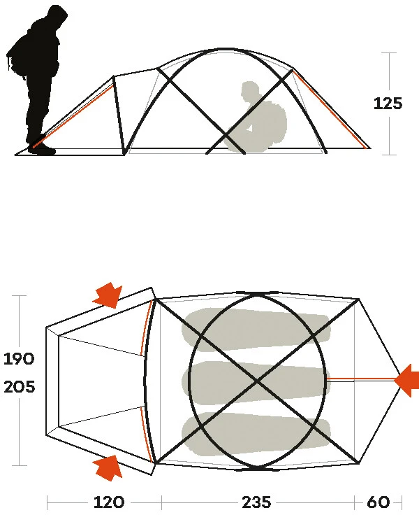 Ferrino Snowbound 3 Tent, Oranje 4 Ferrino Snowbound 3 Tent, Oranje - Afbeelding 2