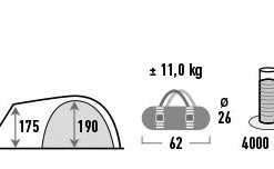 High Peak Santiago 5.0 Tent, Grijs/groen -Campz-winkel high peak santiago 50 tent light grey dark grey green 5