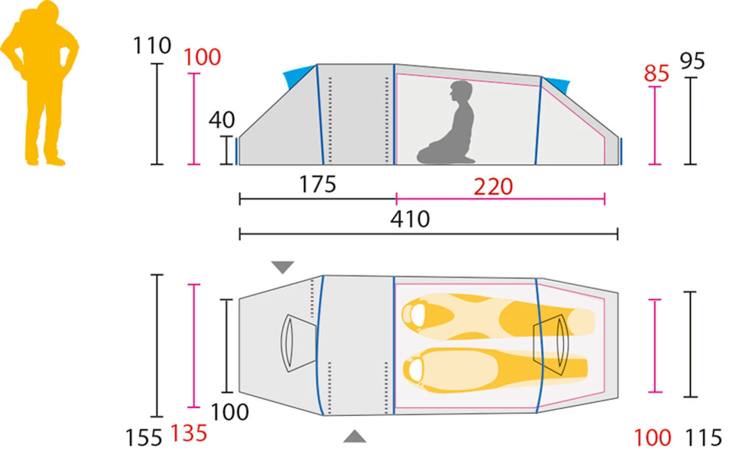 Jack Wolfskin Lighthouse II RT Tent, Blauw 4 Jack Wolfskin Lighthouse II RT Tent, Blauw - Afbeelding 2