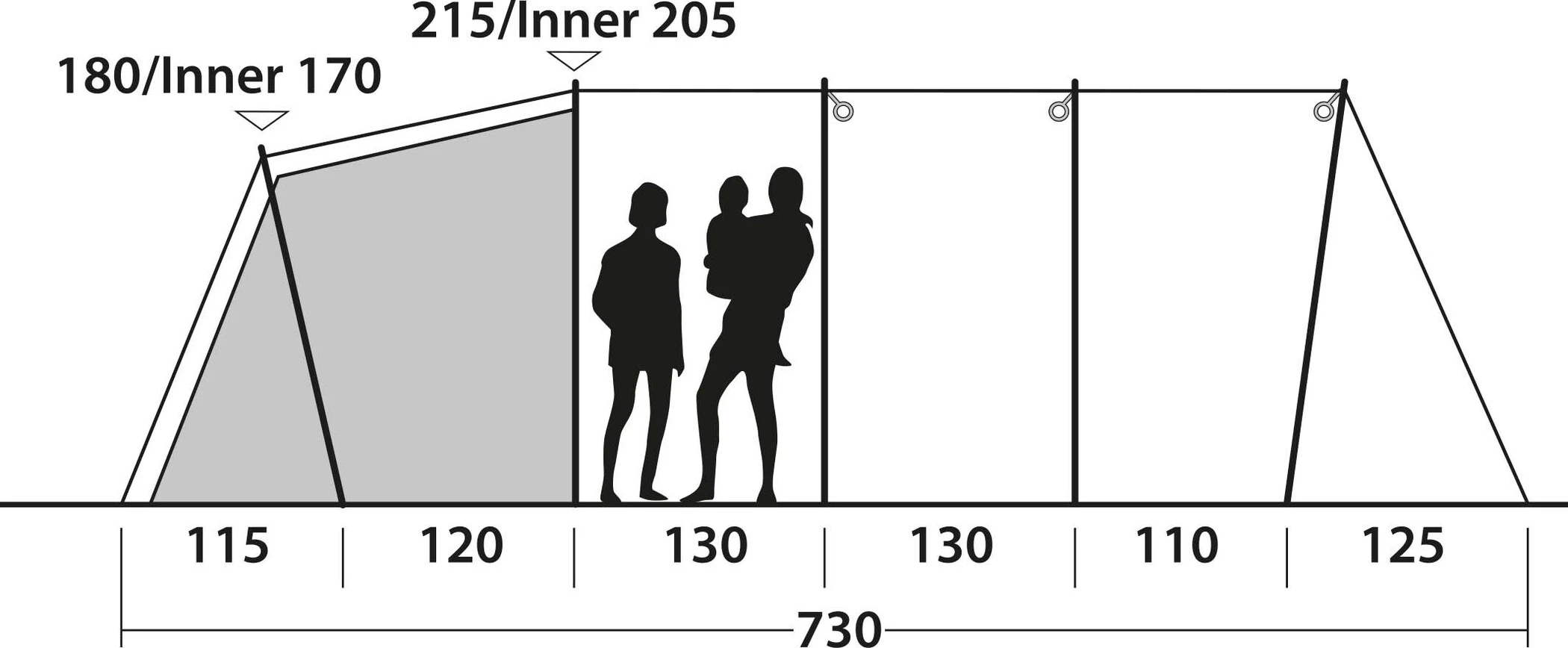 Outwell Yosemite Lake 5TC Tent, Olijf/wit 21 Outwell Yosemite Lake 5TC Tent, Olijf/wit - Afbeelding 19
