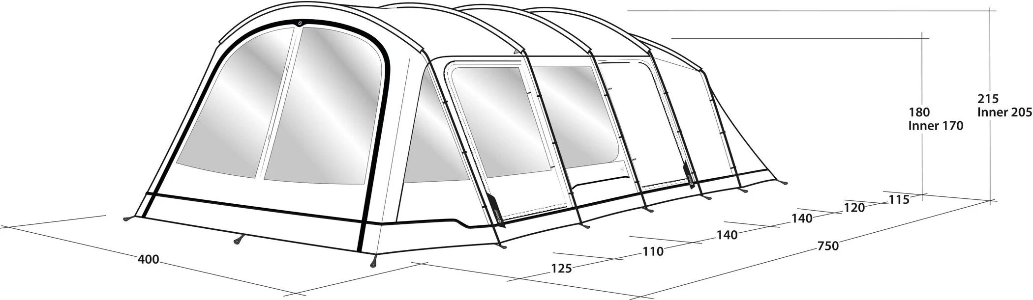 Outwell Yosemite Lake 6TC Tent, Olijf/wit 24 Outwell Yosemite Lake 6TC Tent, Olijf/wit - Afbeelding 22