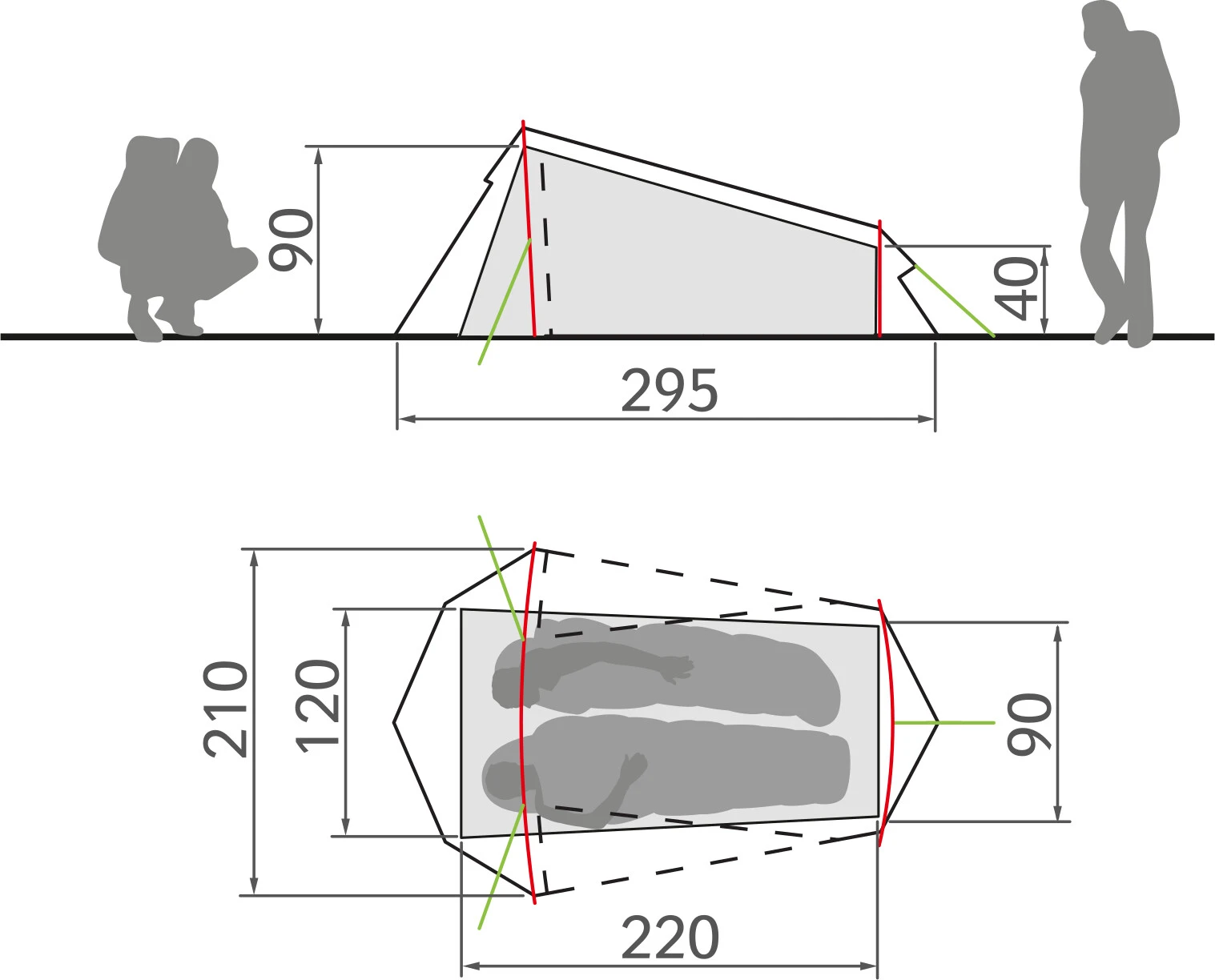VAUDE Arco 1-2P Tent, Groen 4 VAUDE Arco 1-2P Tent, Groen - Afbeelding 2