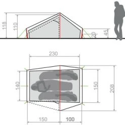 VAUDE Lizard Seamless 2-3P Tent, Groen 7 VAUDE Lizard Seamless 2-3P Tent, Groen -Campz-winkel vaude lizard seamless 2 3p tent cress green 3